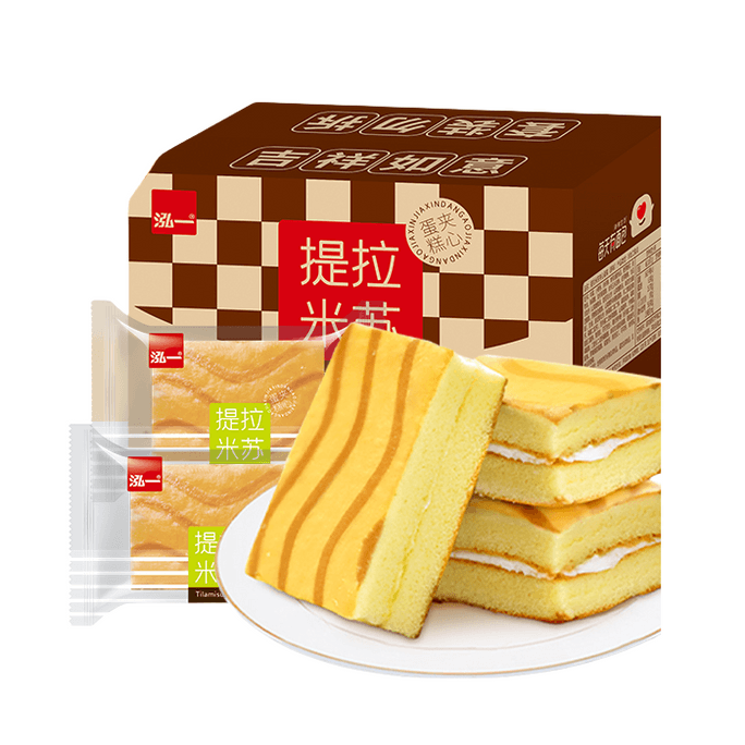 [중국 직배송] 홍이 티라미수 오리지널 샌드위치 케이크 아침저지방 저칼로리 스낵 300g/박스
