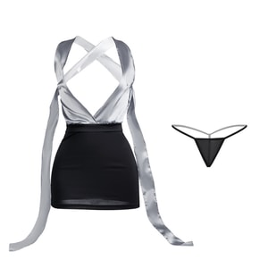 Fun Lingerie Sexy Deep V-belt Secretary Uniform Black One Size (No Stockings)