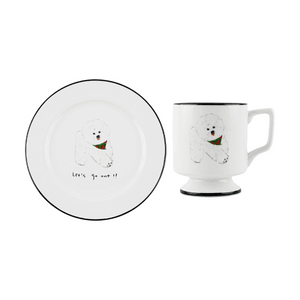 【Mug Set】Mummur Ceramic Plate Bichon Frise 18cm