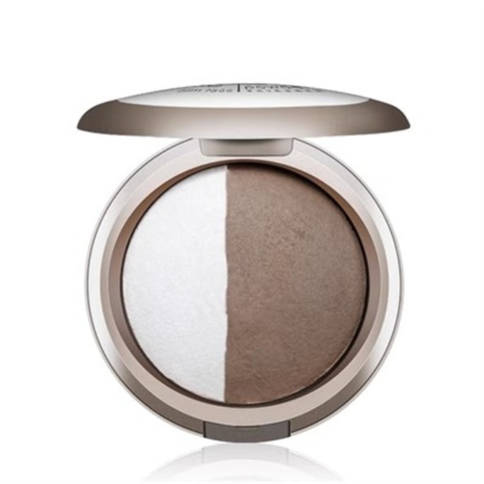 Highlight Shadow Dual Color Face Slimming Nose Shadow Highlighting Powder Highlight White+Dark Curry 7.5g/Box