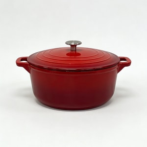 6 Quart Enameled Cast Iron Dutch Oven - Red - Kitchen Essentials - Perfect for Bread Baking, Braising, Marinating & Slow Cooking - Features Moisture-Sealing Lid & Dual Handles