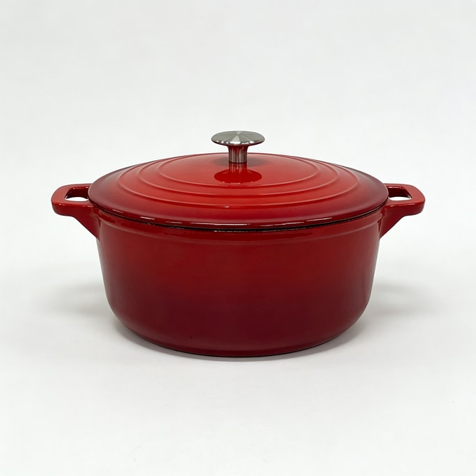 6 Quart Enameled Cast Iron Dutch Oven - Red - Kitchen Essentials - Perfect for Bread Baking, Braising, Marinating & Slow Cooking - Features Moisture-Sealing Lid & Dual Handles