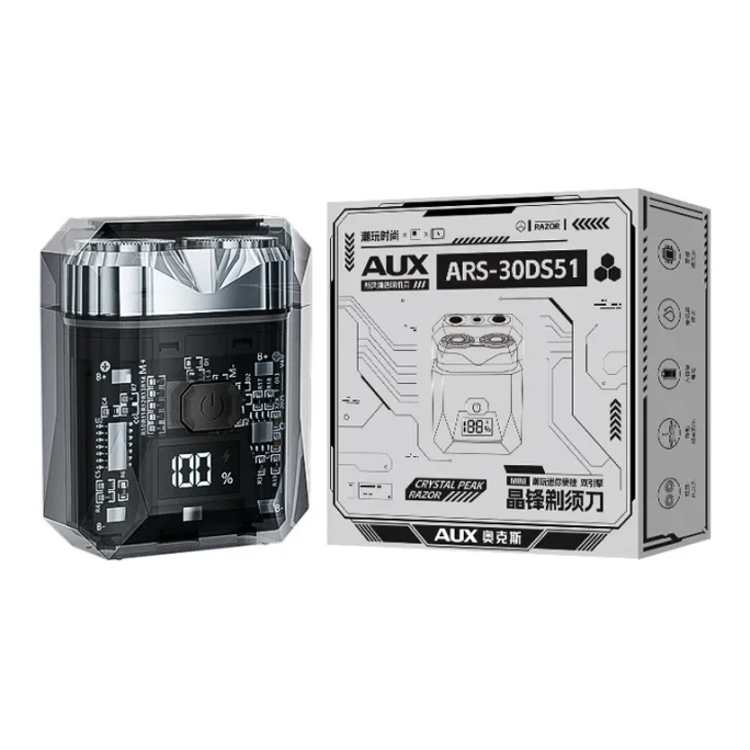 ARS-30DS51 Rotary Electric Shaver Black Cool Mecha Upgraded Edition 1 Piece—High-Speed Motor, Fully Washable