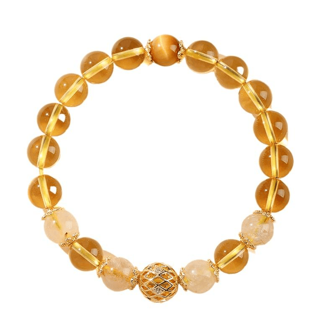 Hangzhou  Wealth Bracelet with Yellow Crystal, Fortune Beads, Golden Hair Crystal, and Crystal String bead size 8mm