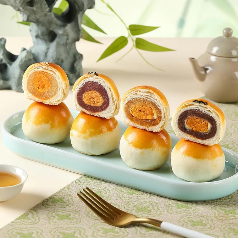 구름 금수 월병 선물 세트, 12개입 650g [팥+황남편+망고 포멜로 사고 용암+치즈 맛] 12