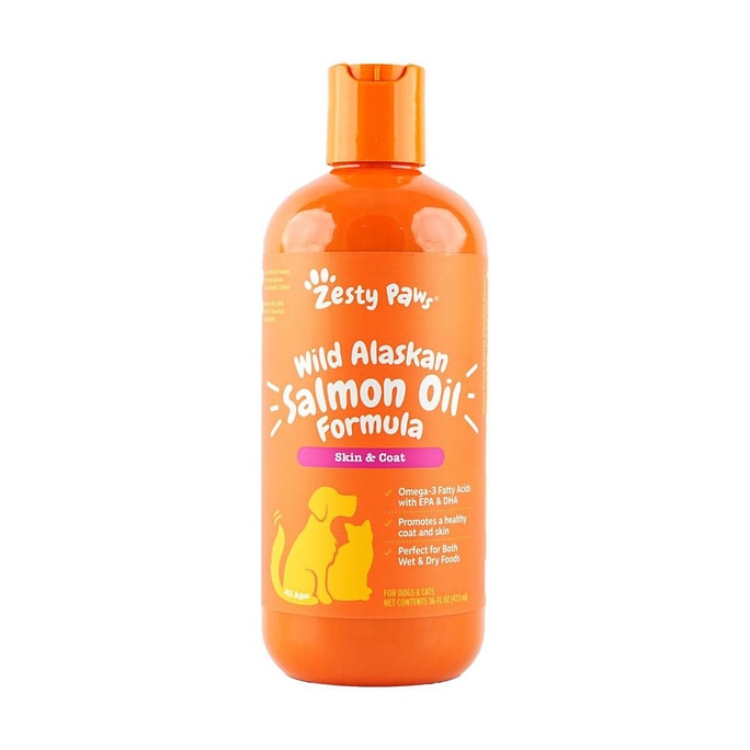 Zesty Paws Wild Alaskan Salmon Oil Formula 액상 피부 및 코트 보충제(개 및 고양이용) 16oz