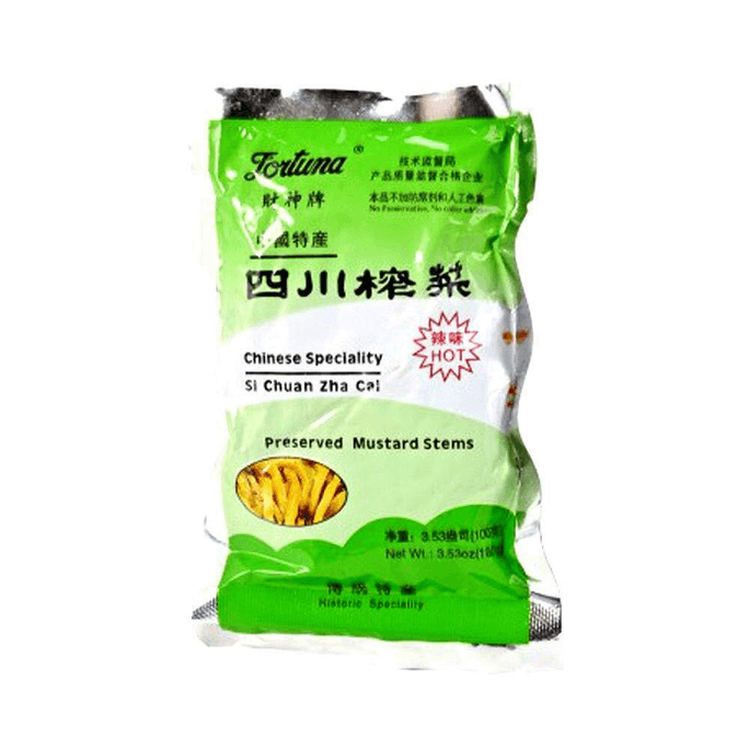 Szechuan Zhacai Preserved Mustard Stem Si Chuan Zha Cai Strips 3.53 Oz Spicy