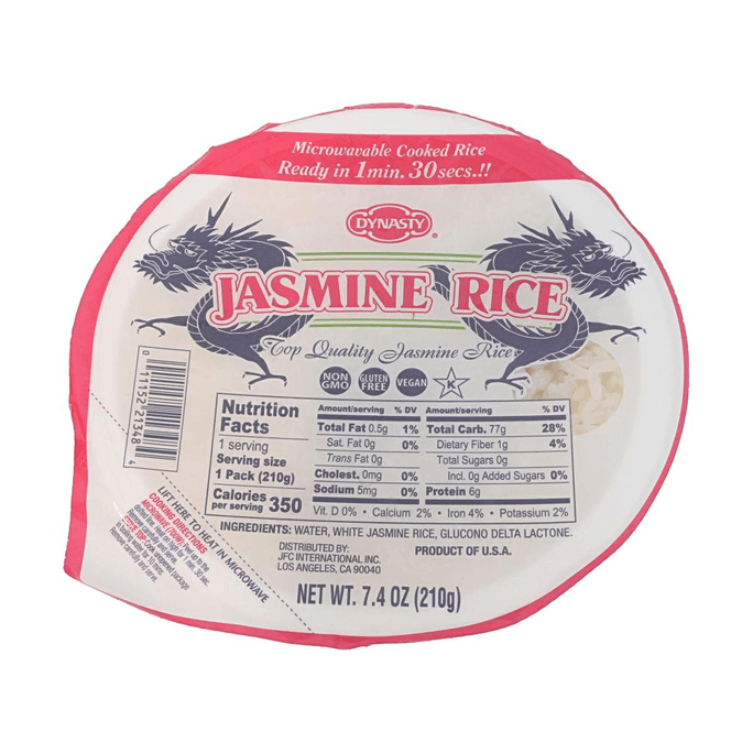 Riz cuit au jasmin 7,4 oz, micro-ondable, sans OGM, sans gluten