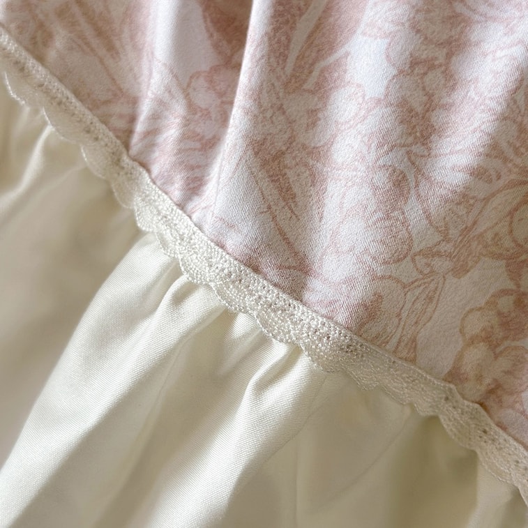 [중국발 다이렉트 메일] [중국발 다이렉트 메일] Lullabuy Taolinyoujing 순면 침대 4개 세트, 시트와 이불 커버 세트, 침구, 가정용 일용 순면 침구(시트*1+이불 커버*1+베갯잇*2) 두 배 크기 꽃차례 4