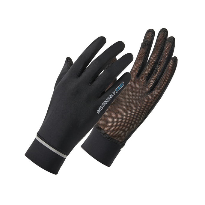 Summer Sunscreen Gloves Flip-up Fingerless Mesh Breathable Ice Silk Gloves Black