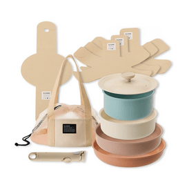 DANZI Cookware 8P Set, 18cm Stockpot + 20cm Casserole + 24cm Wok + 26cm Pan