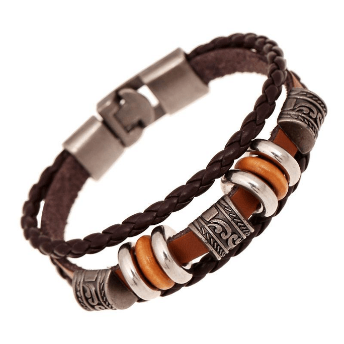 Retro Jewelry Simple Handmade Beaded Multi-Layer Leather Bracelet European And American Fashion Men's Hand *1