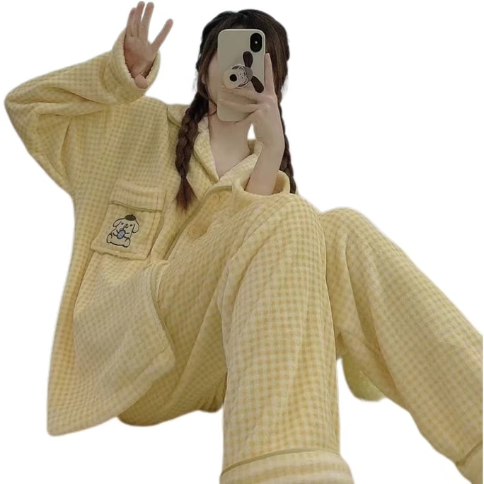 【中国直邮】 FOXTAIL 三丽鸥秋冬珊瑚绒家居服睡衣 -布丁狗 Pompompurin XL码 1件*|