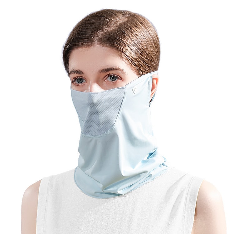 Ice Silk Sunscreen Mask Sunscreen UV Protection Face Neck Ear Headband  Crystal Blue 