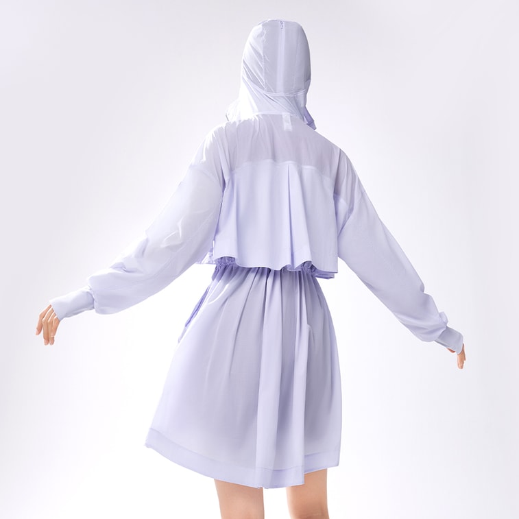 BENEUNDER蕉下 女士輕薄中長款防曬衣夏季風衣 薄外套雨衣 防曬帽子口罩一體衣 淺月紫 165/88A(L)【楊冪同款】 4