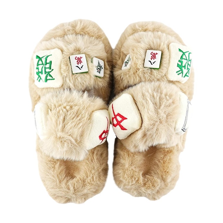 Slippers FF9-83 Mahjong Plush Khaki 36-37 3