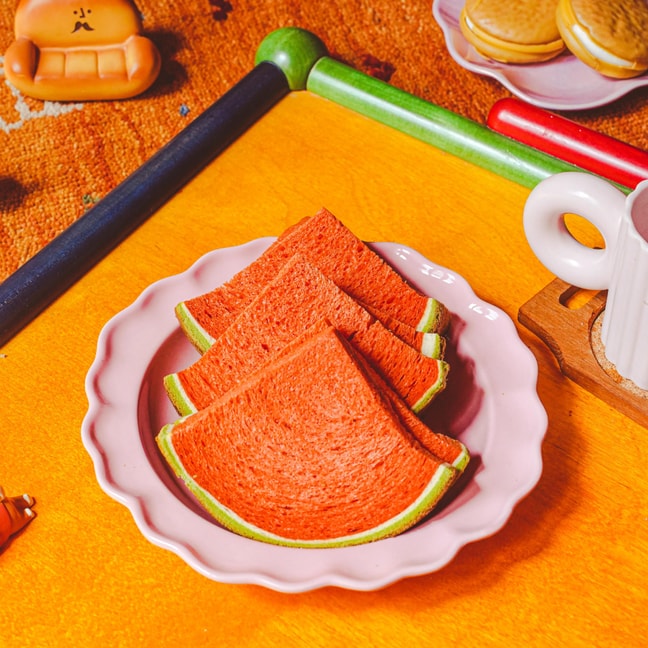 【网红爆品】A1零食研究所 西瓜味夹馅吐司面包 400g 超值盒装入 【高颜值营养早餐】