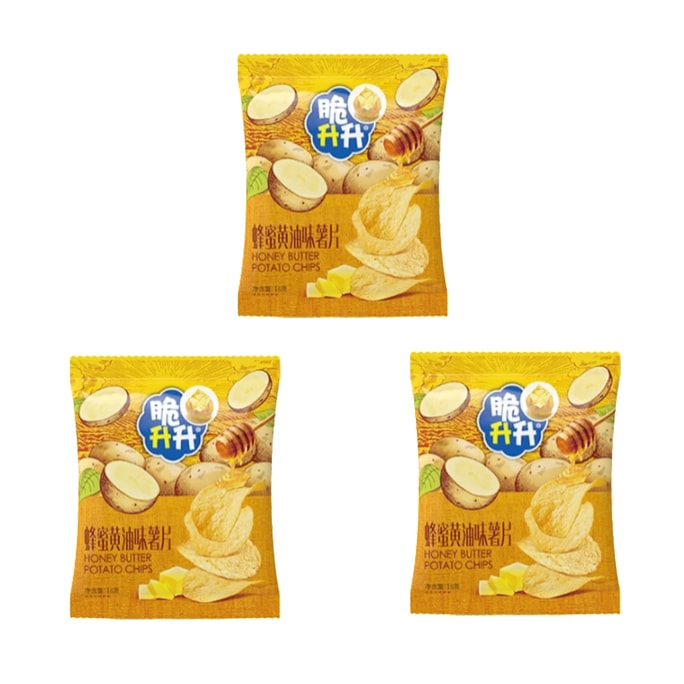 脆升升 原切薄脆ポテトチップス ハニーバター味 追劇用ノンフライスナック 小分けパック 16g*3袋入り