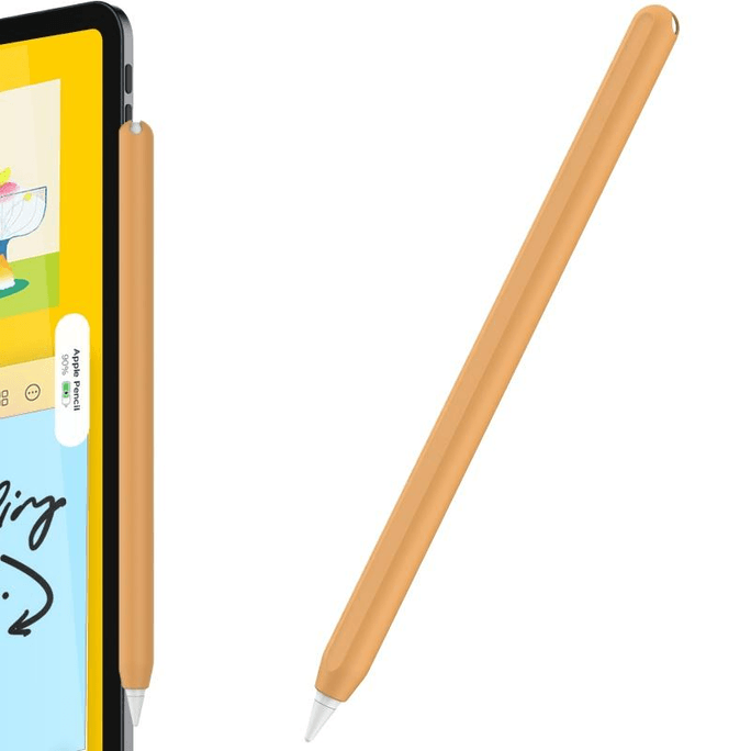 【中國直郵】SRIMOON蘋果ApplePencil二代超薄矽膠防摔保護套果粒橙*1件