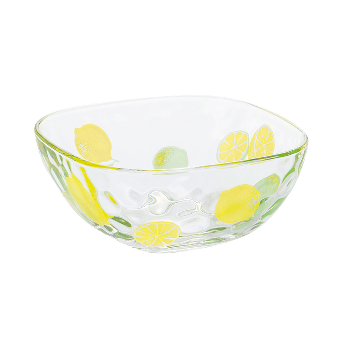ISHIZUKA GLASS 石塚硝子||可爱水果图案方形玻璃碗||柠檬 1个