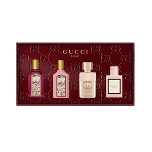 [홍콩 직배송] 구찌 향수 샘플 세트 (4병): 드리미 가드니아 5ml + 드리미 가드니아 5ml + 플로럴 딜라이트 5ml + 길트 5ml - 클래식 향수 컬렉션. 휴대하기 편리한 샘플 세트.