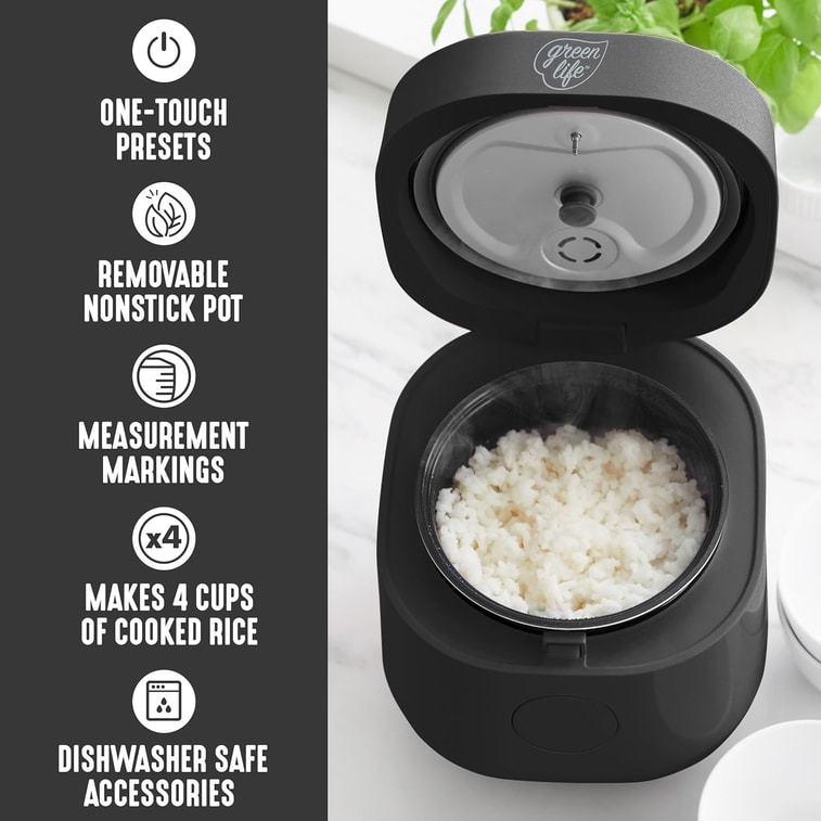【美國直郵】【專業級電飯煲】高顏值高安全性 可拆卸不粘陶瓷內膽 電飯煲 電煮鍋 可烹飪燕麥穀物米飯不含PFAS和PFOA自動預設LED觸摸屏長效保溫帶量杯飯勺 8
