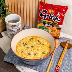 Menraku Japanese Ramen - Instant Noodles , Spicy Sesame Taste - Roasted Sesame And Spicy Miso Soup ,5 Pack , 18.4 oz