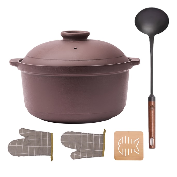  22CM Purple Casserole Pot With Iron Wok Spoon Suitable for Stew