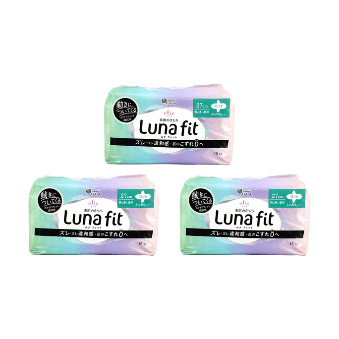 MEGAMI Super Soft Feminine Period Pads with Wings, Size3, 15ct*3【Value Pack】