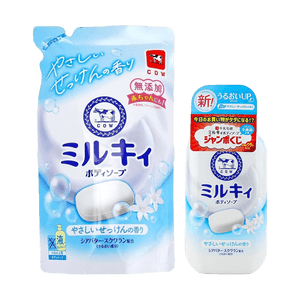 Milky Body Wash & Liquid Soap+Refill, Cloud-Like Foam, Refreshing Clean, 16.9 fl.oz.+12.2fl.oz. #Soap【Value Pack】