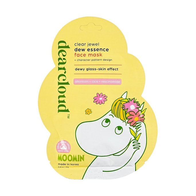 MOOMIN Clear Jewel Dew Essence Face Mask, 1pcs - Hydrating & Soothing | Redness Reducing | Sensitive Skin