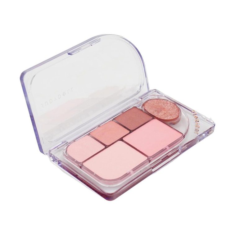 JUDYDOLL橘朵 水靈六色眼影盤 精巧六色眼影盤 珠光提亮閃片+霧面 腮紅高光臥蠶氛圍綜合盤 8g #01 氧感蜜桃盤 暖調蜜桃粉 清甜嫩妹感 6