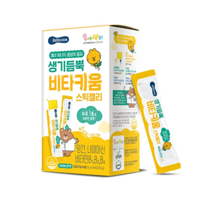 韩国BEBECOOK贝蓓酷 维他成长条状果冻 20g*14包 【富含5种营养素】【阳光玫瑰葡萄味】