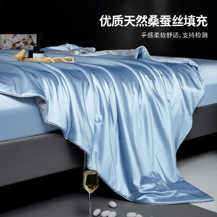 中国直送】百易 洗えるクールシルク 夏用キルト エアコンキルト 200