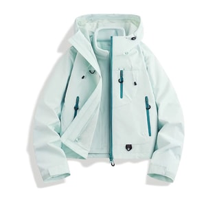 【中国直送】HSPM ショート丈 アウトドア 防風 防水 3-in-1 ジャケット/アウター、フリース グリーン ショート丈 [3-in-1] サイズ 1 セット