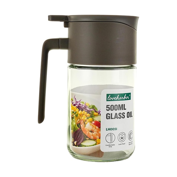 Glass Oil Dispenser Leak-Proof for Kitchen Seasoning 500ml