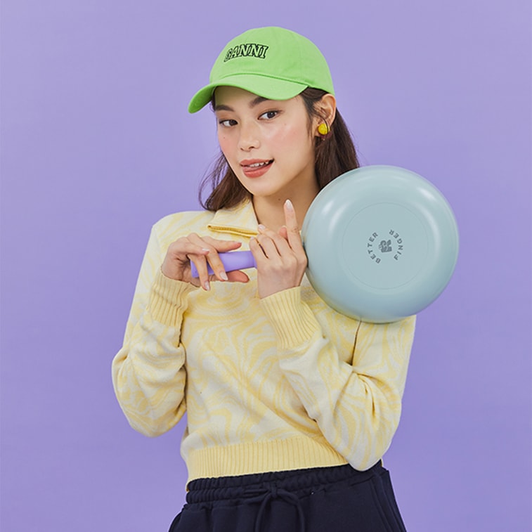 BETTER FINGER Cast Aluminum Wokpan Blue 9" 3