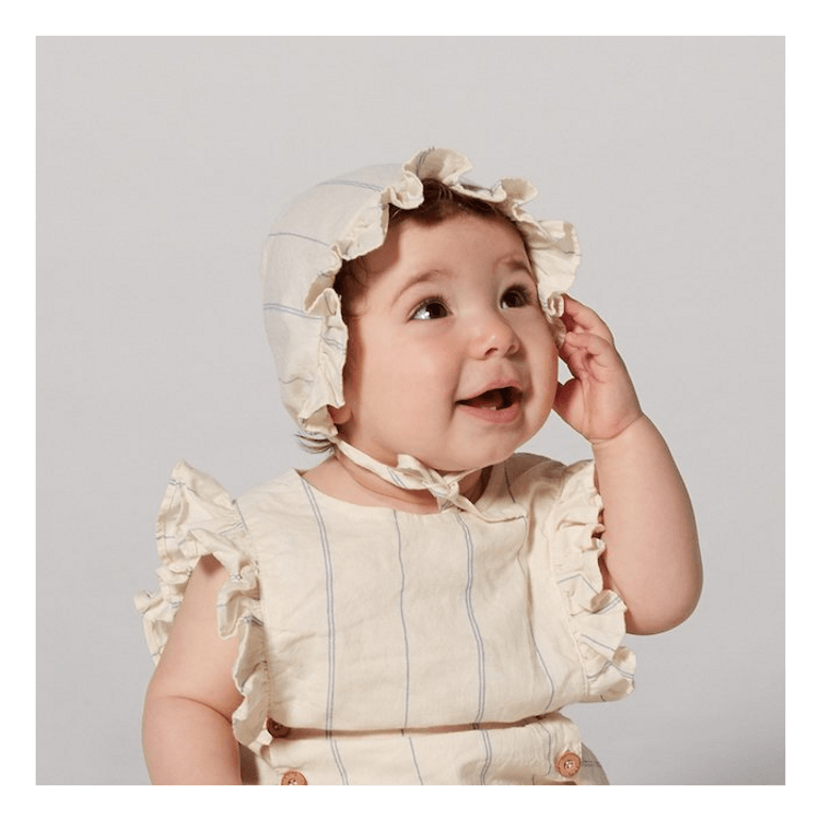 Yellowpelota Kids Sun Stripe Bonnet In Yellow 6-12M - Yami.com