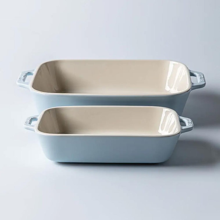 法国STAUB珐宝 陶瓷烘焙烤盘 马卡龙色 2件套/蓝色 4