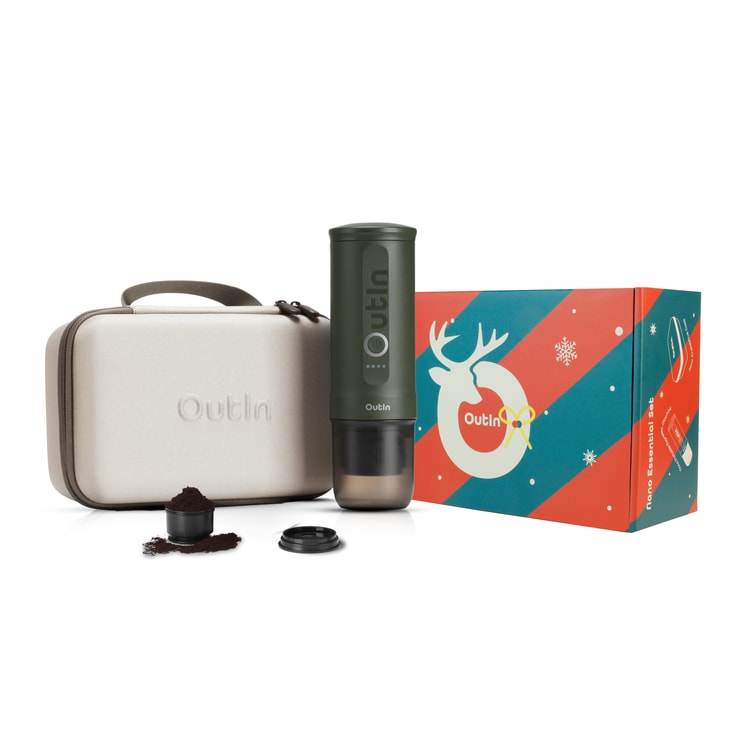 OUTIN NANO Christmas Espresso Gift Box(With Case And Extra 2 Coffee  Baskets) - Forest Green 