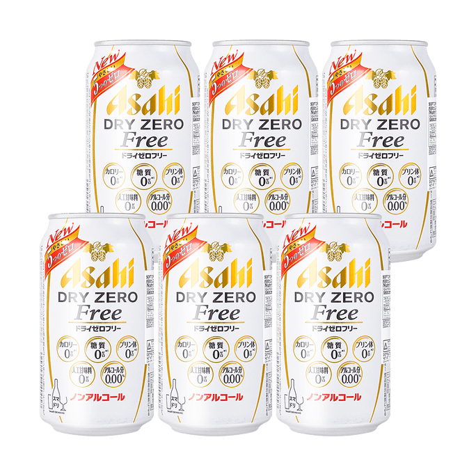 【超值装】日本ASAHI朝日 DRY ZERO啤酒风味无酒精碳酸饮料 350ml*6罐