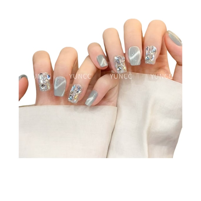 Pure handmade nail art high-end finished cat's eye short nail patch floating light Yueying M10 sheet *1 box
