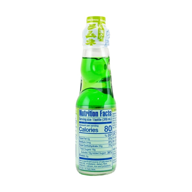 Ramune Drink,Japanese Marble Soda,Melon Flavor, 6.76 fl oz 6