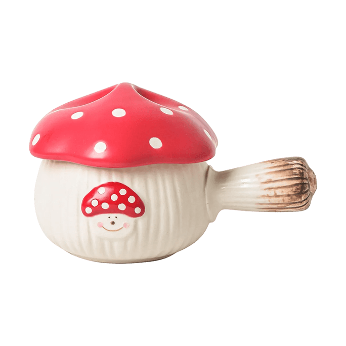 Red Mushroom Series Tableware, Handled Soup Bowl, Anti-scald Design, Household Soup Bowl, 1 Piece