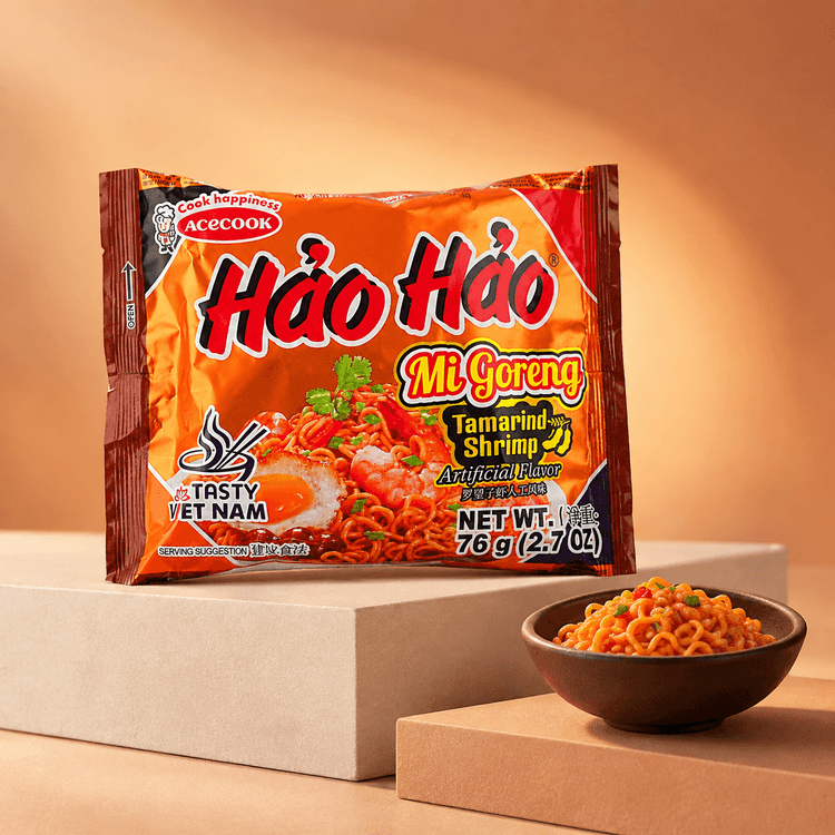 Acecook Vietnam Hao Hao Mi Goreng, Tamarind Shrimp, 2.68 oz【Tangy