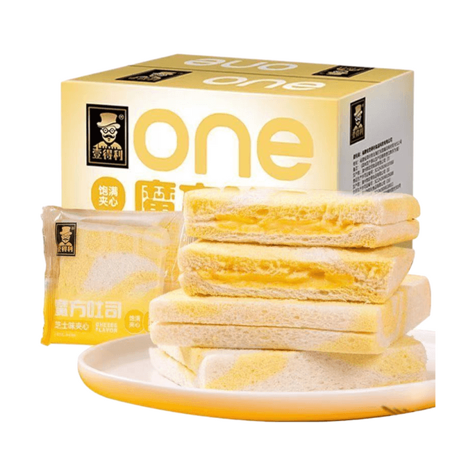 【中国直邮】 壹得利 魔方吐司香蕉牛奶味夹心无边吐司面包点心夜宵早餐下午茶 300g/箱