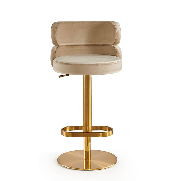 [Ready stock in the United States] Luxmod light luxury bar chair khaki velvet single seat