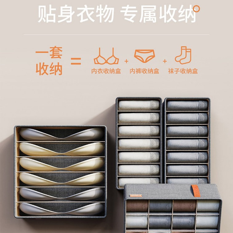 【中国直邮】 HSPM 新款宿舍收纳神器大容量分格式布艺收纳盒 装袜子深灰 20格 6