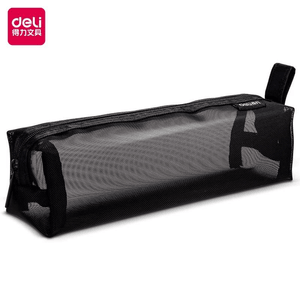 Duli Small Square Bag Pencil Case Simple And Small Fresh Pencil Box Black Mesh -220*60*55mm