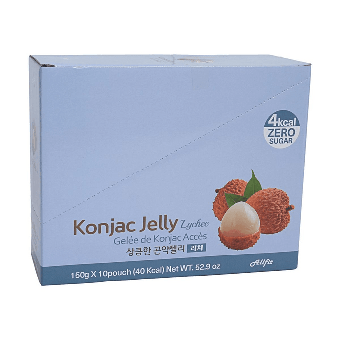 곤약 젤리, 리치 맛, 5.29 oz*10 파우치 [저칼로리 무설탕]